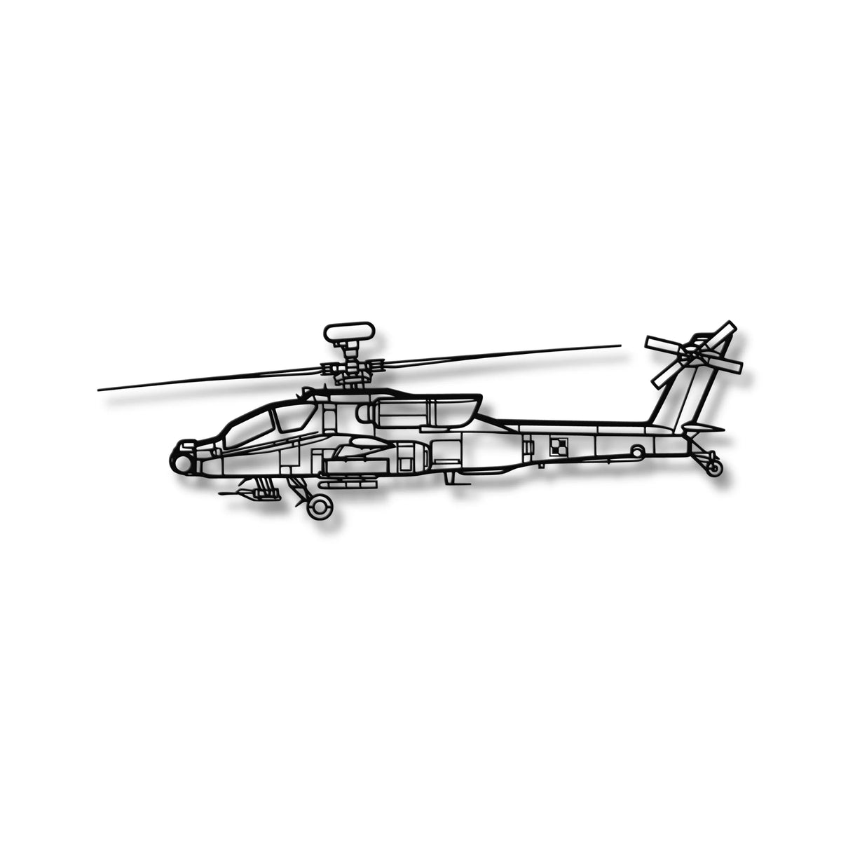 AH-64D Apache - (Polska Szachownica) – Metalowa sylwetka na ścianę - szczegółowy model 3D ze stali