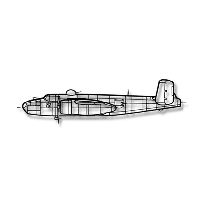 B 25J Mitchell - (Polska Szachownica) – Metalowa sylwetka na ścianę - szczegółowy model 3D ze stali
