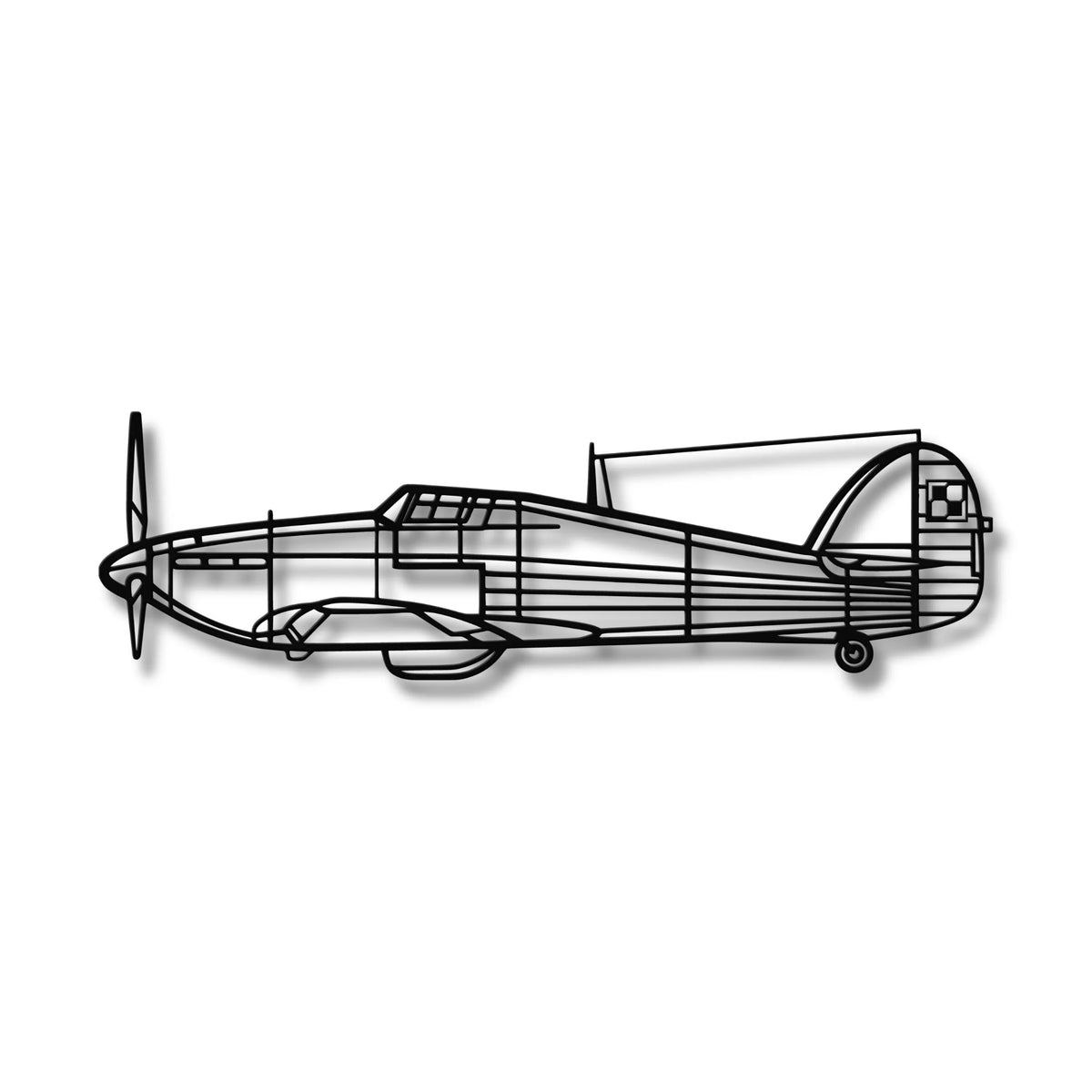 Hurricane Mk I - (Polska Szachownica) – Metalowa sylwetka na ścianę - szczegółowy model 3D ze stali