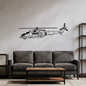 Mi-24W (Hind) - (Polska Szachownica) – Metalowa sylwetka na ścianę