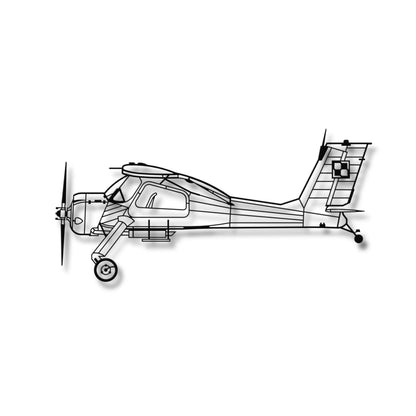 Pzl 104 Wilga - (Polska Szachownica) – Metalowa sylwetka na ścianę - szczegółowy model 3D ze stali
