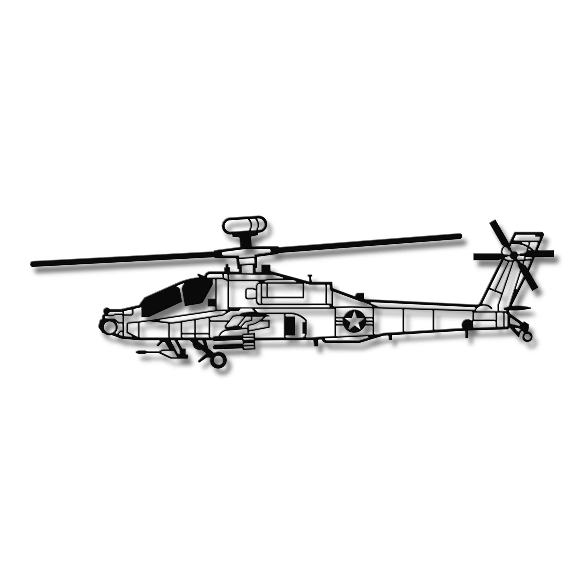 AH-64 Apache – Metalowa sylwetka na ścianę - precyzyjne detale metalowego modelu