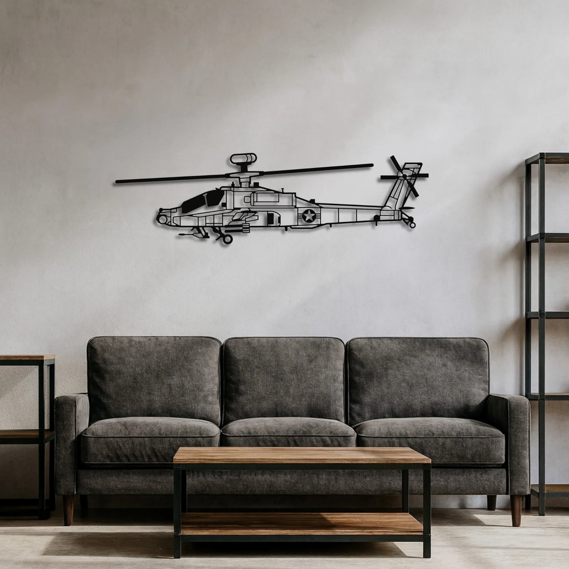 AH-64 Apache – Metalowa sylwetka na ścianę | Aircraft Sketches