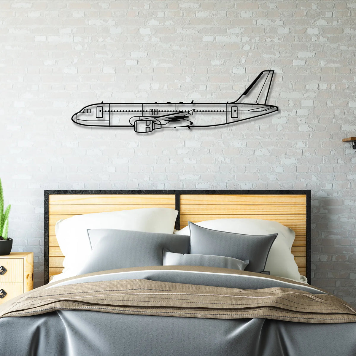 Aranżacja loftowa z wykorzystaniem - Airbus A320 – Metalowa sylwetka na ścianę