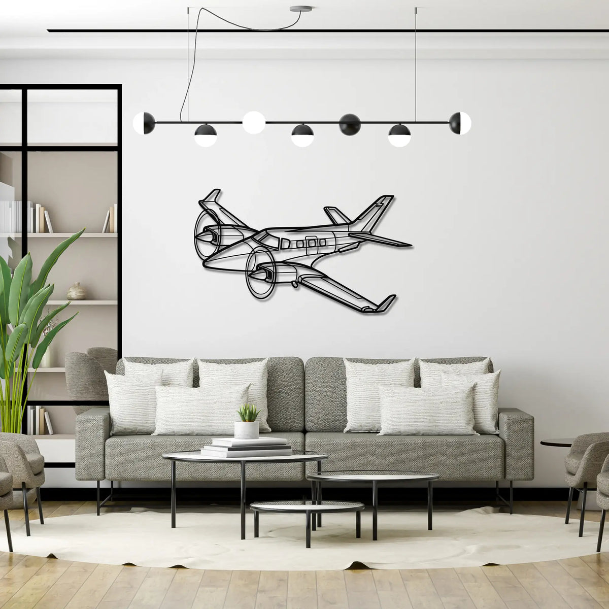 Beechcraft 60 Duke - Metalowa dekoracja ścienna - aranżacja w stylu loftowym
