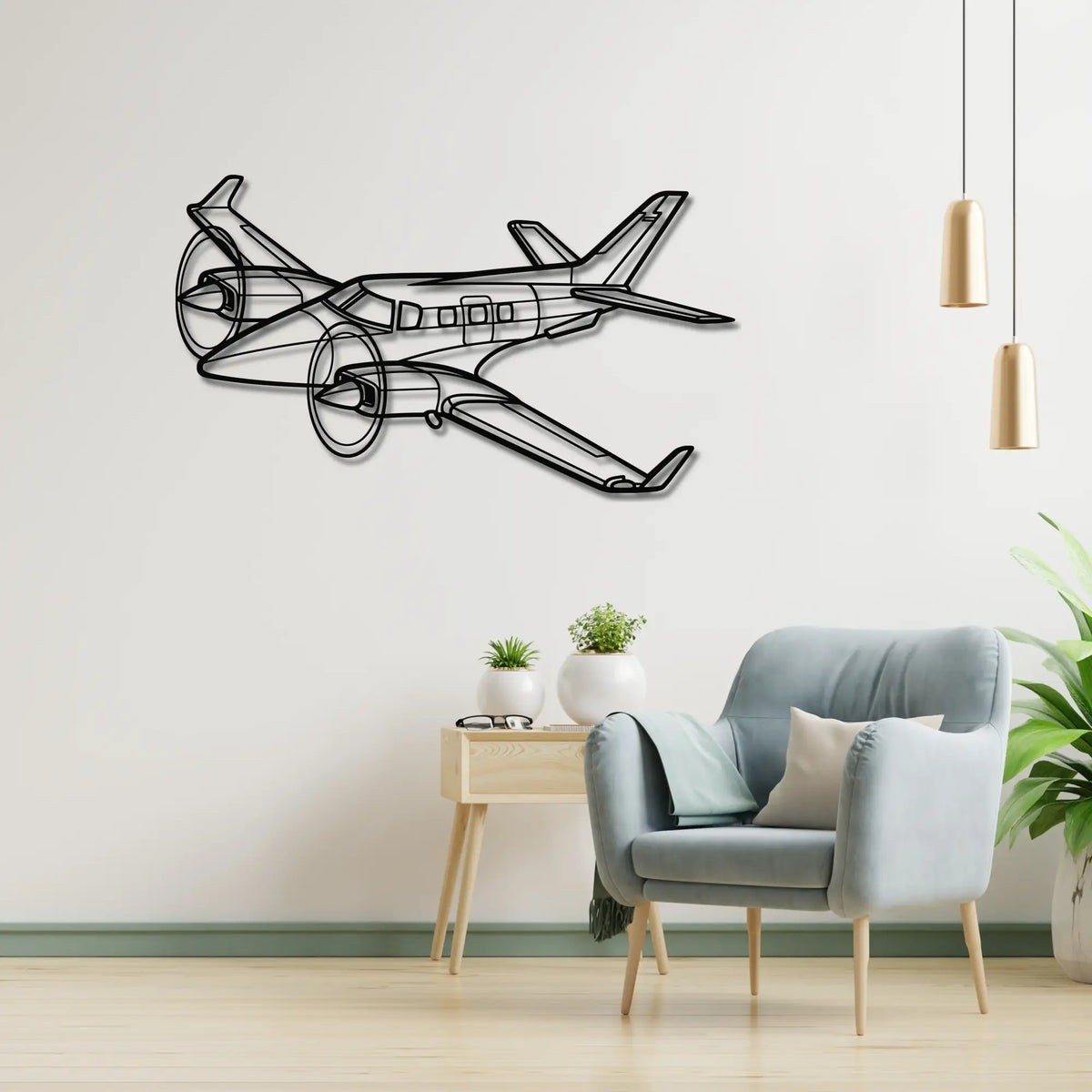 Beechcraft 60 Duke - Metalowa dekoracja ścienna - metalowa ozdoba we wnętrzu industrialnym