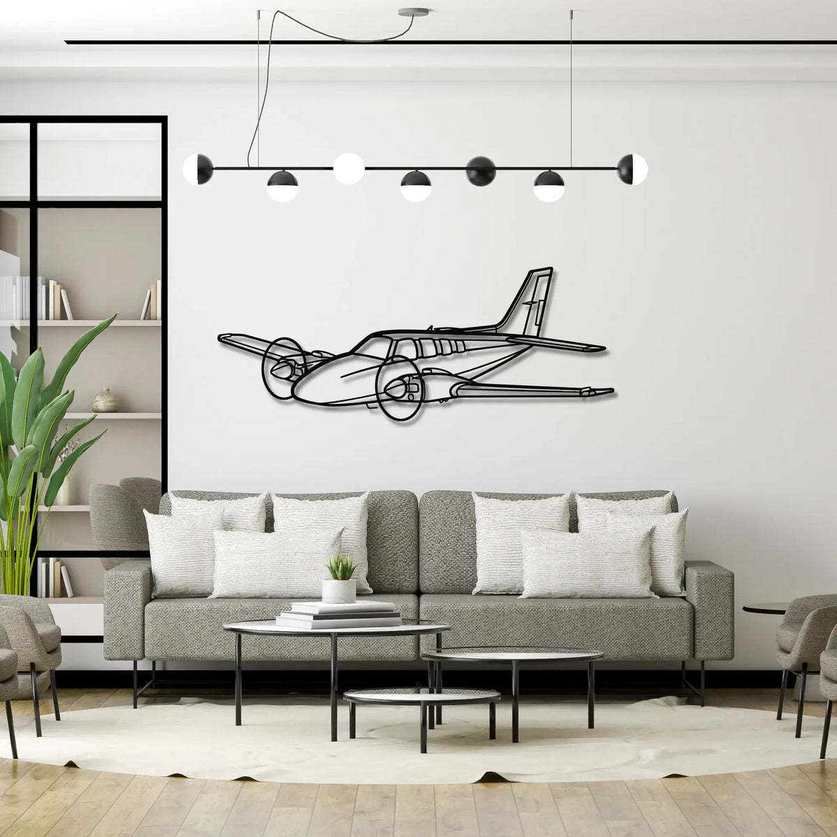 Beechcraft Baron G58 - Metalowa dekoracja ścienna - aranżacja w stylu loftowym