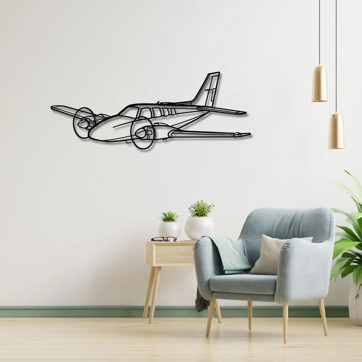 Beechcraft Baron G58 - Metalowa dekoracja ścienna - metalowa ozdoba we wnętrzu industrialnym