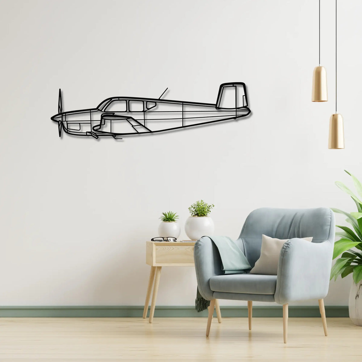 Beechcraft Bonanza - Metalowa dekoracja ścienna - metalowa ozdoba we wnętrzu industrialnym