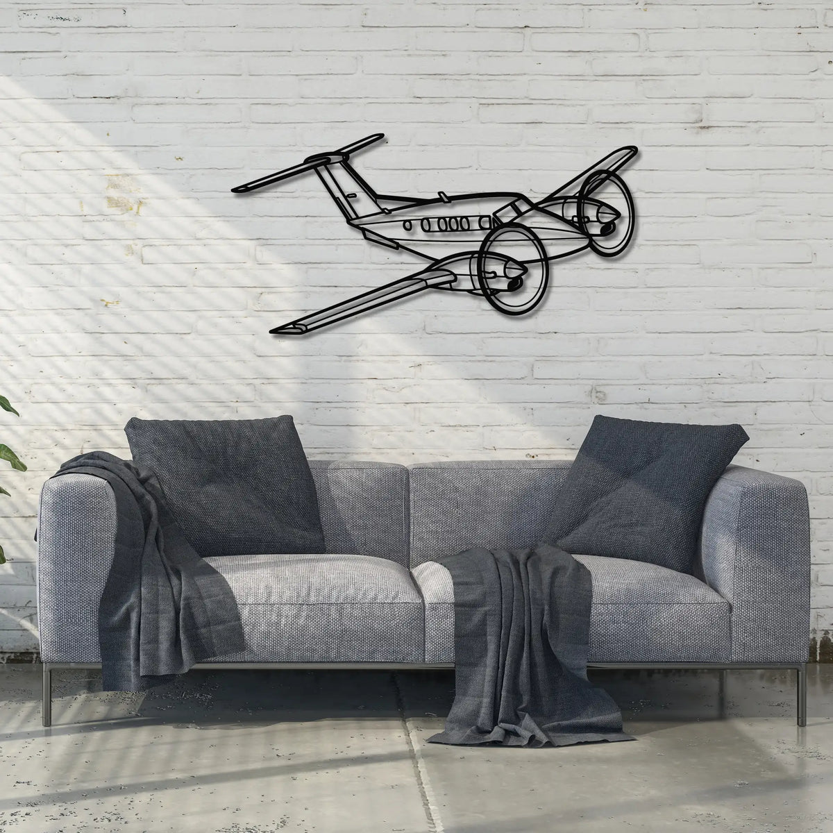 Beechcraft King Air F90 - Metalowa dekoracja ścienna - aranżacja w stylu loftowym