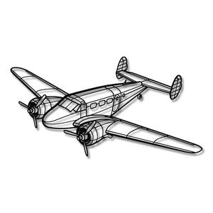 Beechcraft Model 18 - Metalowa dekoracja ścienna - szczegółowy model 3D ze stali