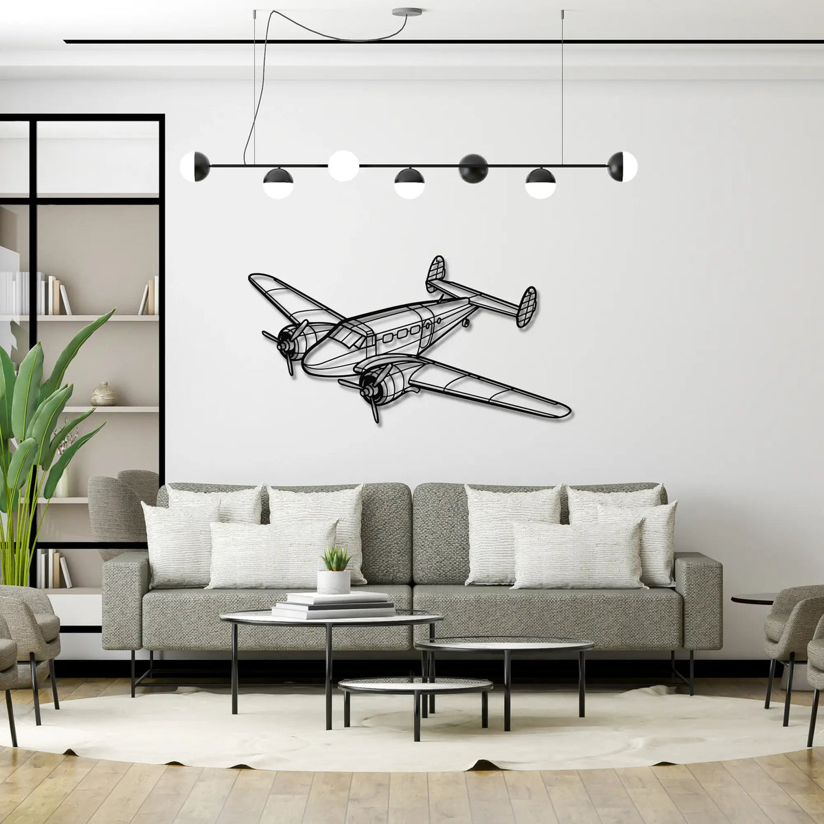 Beechcraft Model 18 - Metalowa dekoracja ścienna - aranżacja w stylu loftowym