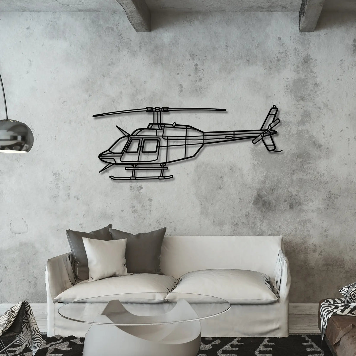Bell 206 - Metalowa dekoracja ścienna - aranżacja w stylu loftowym