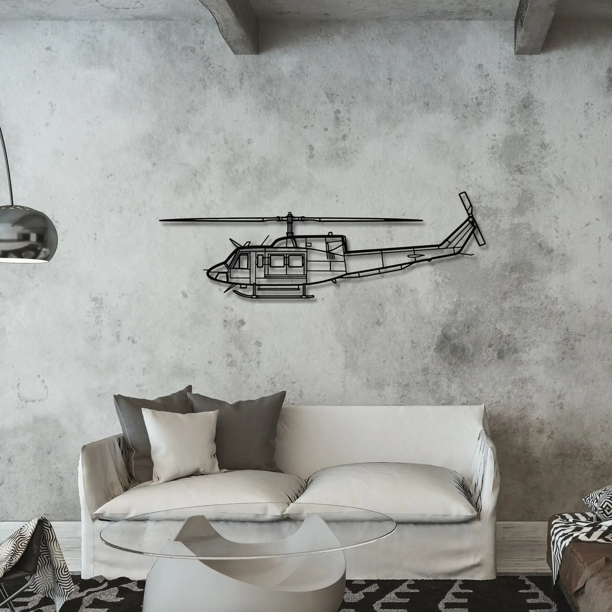 Bell 212 - Metalowa dekoracja ścienna - aranżacja w stylu loftowym