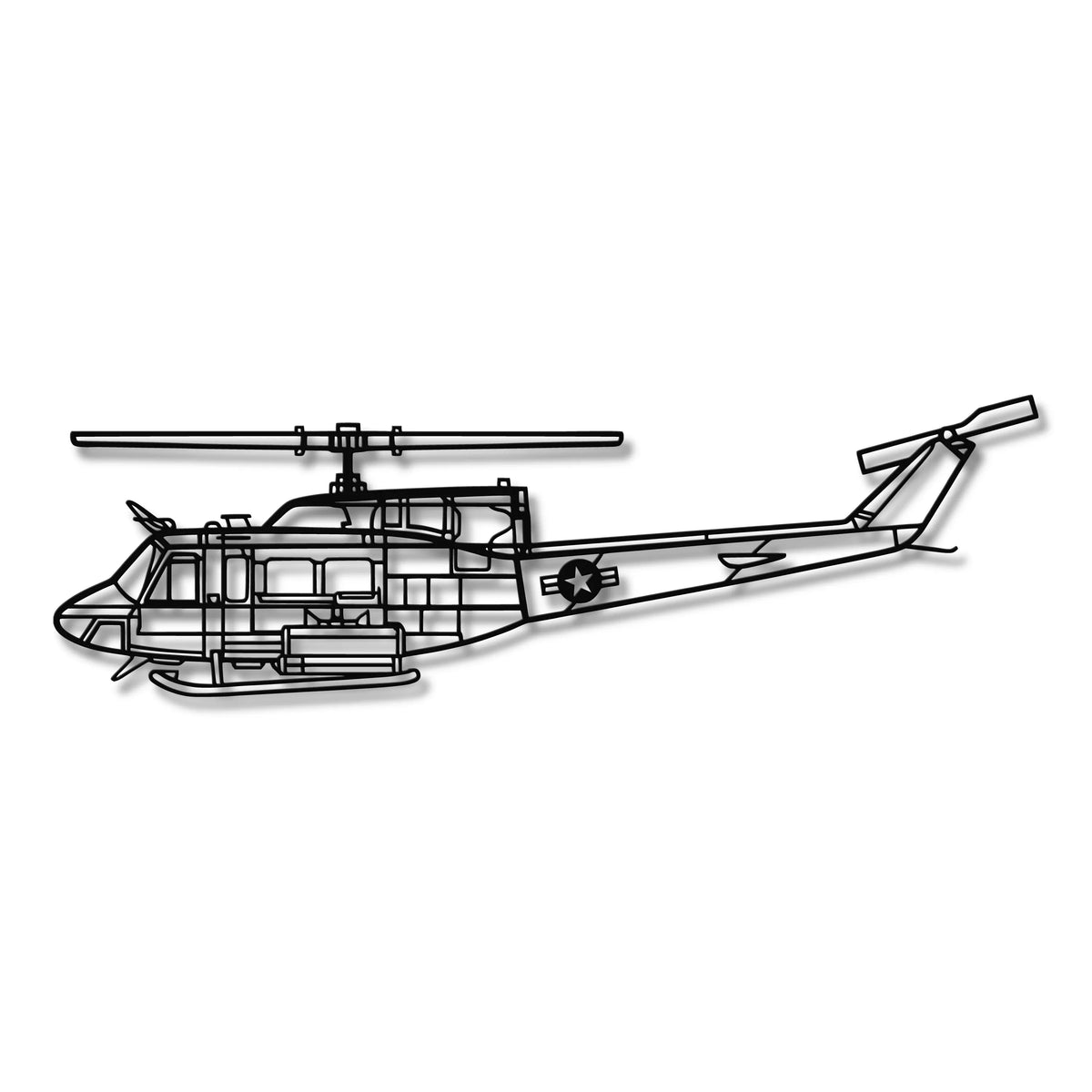 Bell UH-1N Huey - Metalowa dekoracja ścienna - szczegółowy model 3D ze stali