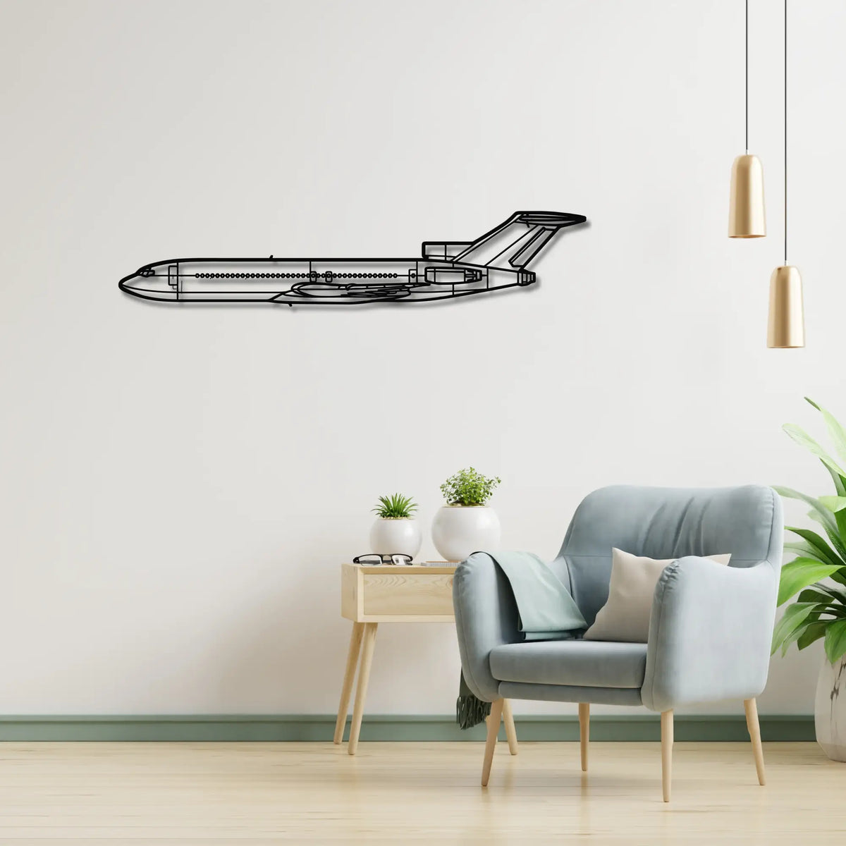 Boeing 727 - Metalowa dekoracja ścienna - metalowa ozdoba we wnętrzu industrialnym