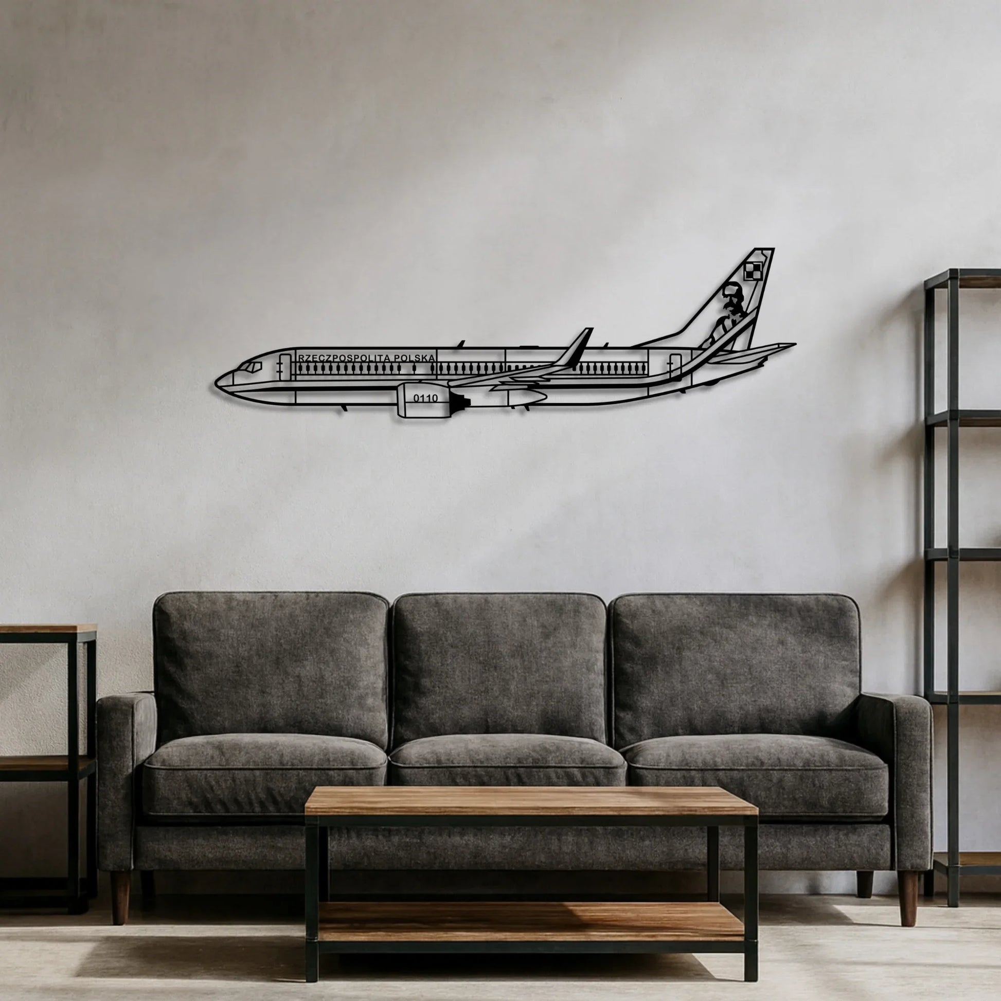 Boeing 737-800 "Marszałek Józef Piłsudski" Rządowy metalowy model na ścianę