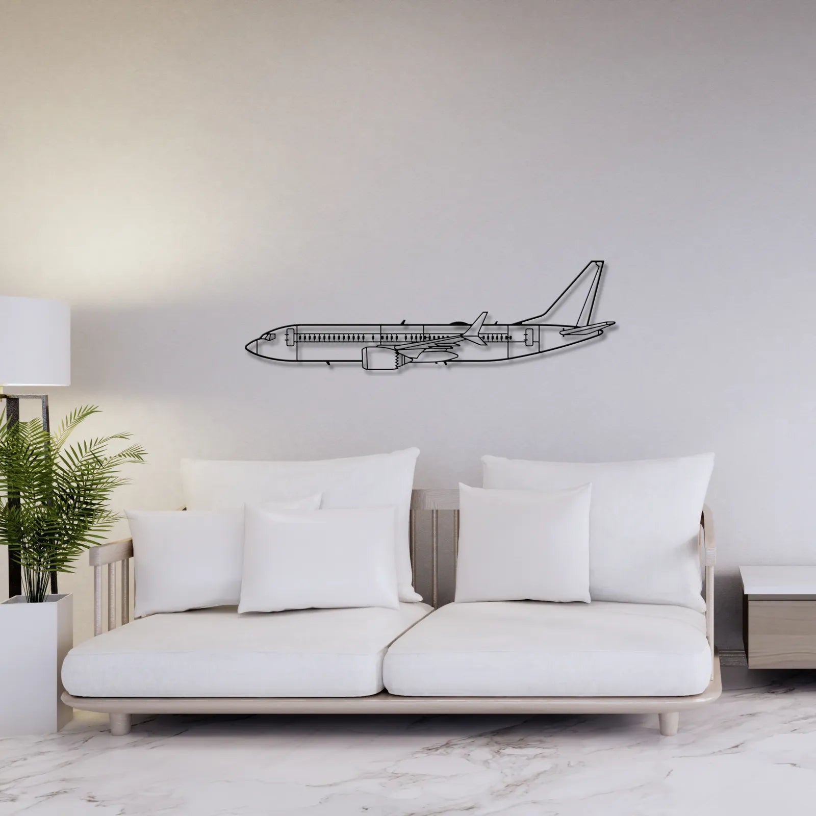 Ozdoba do salonu na ścianę - Boeing 737 MAX – Metalowa sylwetka na ścianę
