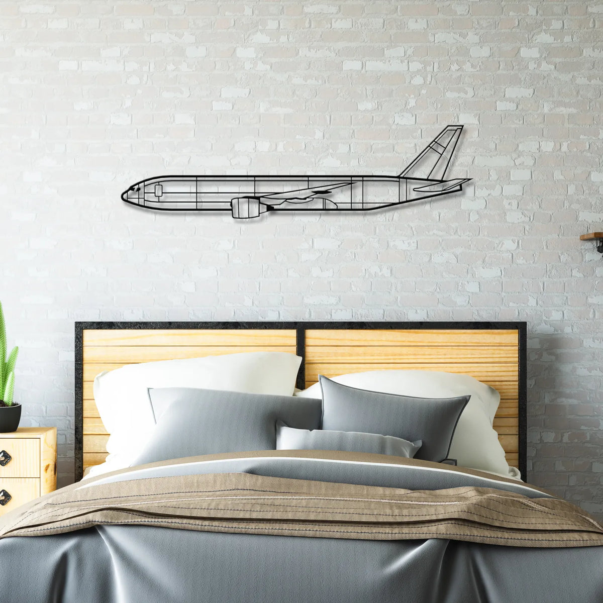 Aranżacja loftowa z wykorzystaniem - Boeing 777F – Metalowa sylwetka na ścianę