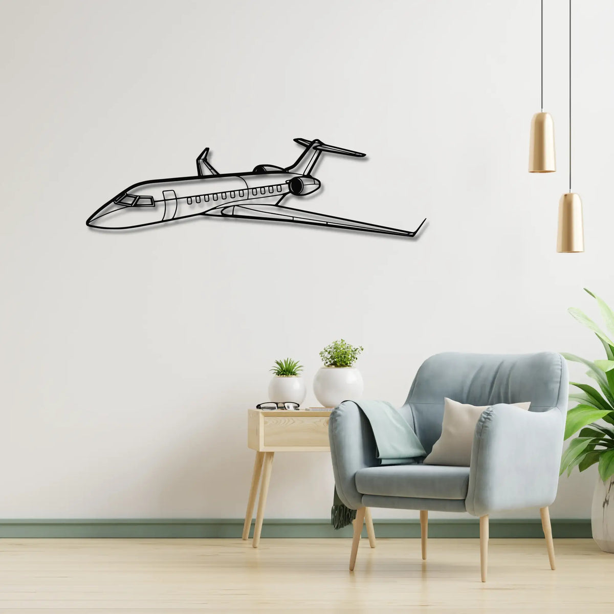Bombardier Global Express XRS - Metalowa dekoracja ścienna - metalowa ozdoba we wnętrzu industrialnym