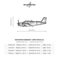Wymiary i specyfikacja techniczna modelu: Beechcraft Bonanza A36TC - Metalowa dekoracja ścienna
