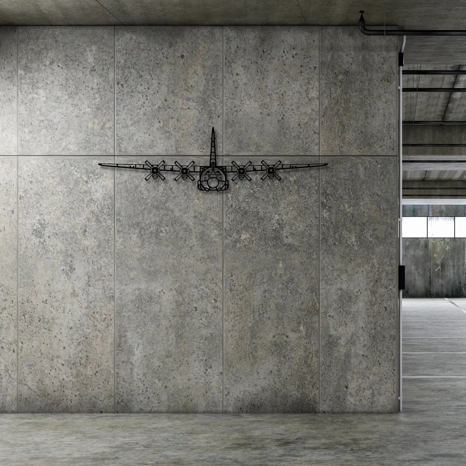 Aranżacja loftowa z wykorzystaniem - C-130 Hercules – Metalowa sylwetka na ścianę