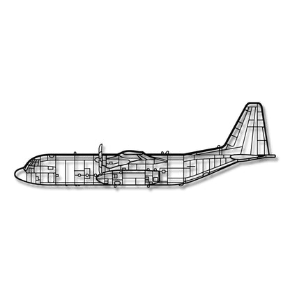 C 130 Hercules - Metalowa Sylwetka Ścienna w Widoku Bocznym - szczegółowy model 3D ze stali