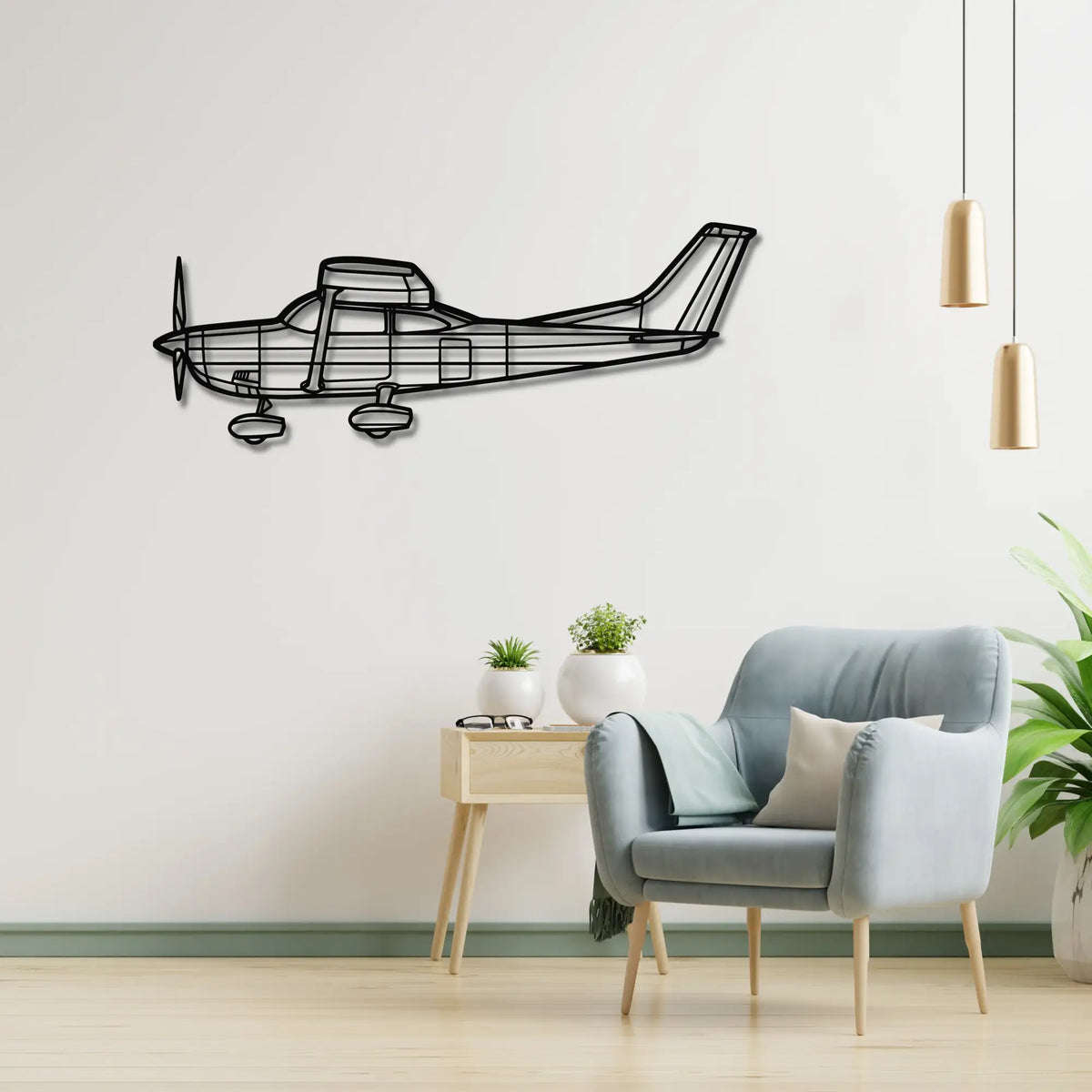 Cessna 182P Skylane - Metalowa dekoracja ścienna - metalowa ozdoba we wnętrzu industrialnym