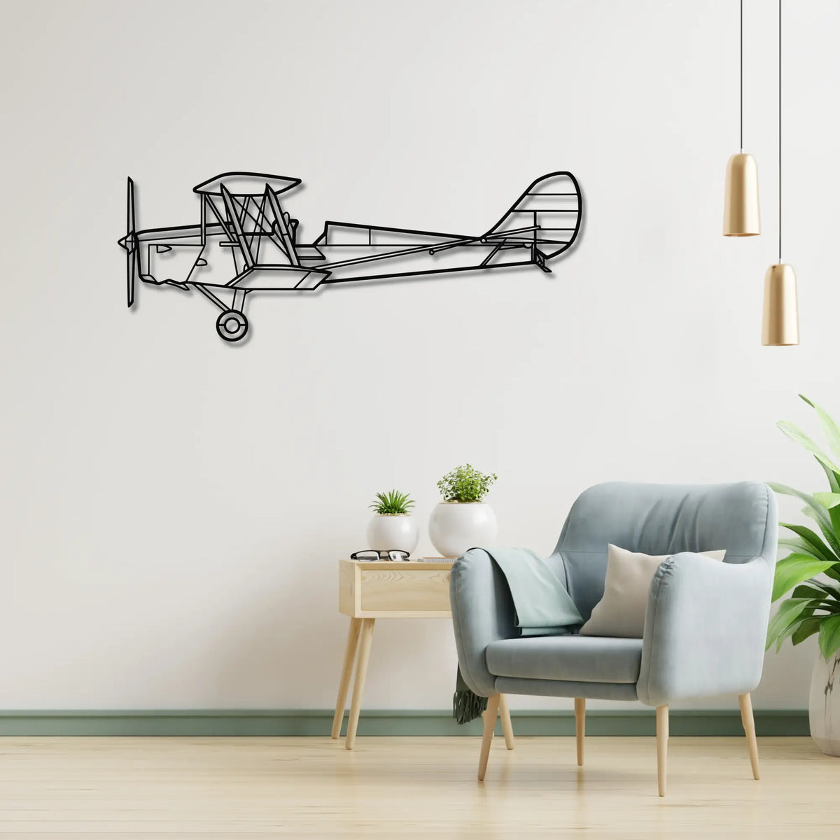 De Havilland DH 82 Tiger Moth - Metalowa dekoracja ścienna - metalowa ozdoba we wnętrzu industrialnym