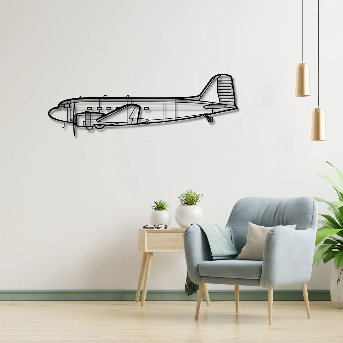 Douglas DC-3 - Metalowa dekoracja ścienna - metalowa ozdoba we wnętrzu industrialnym