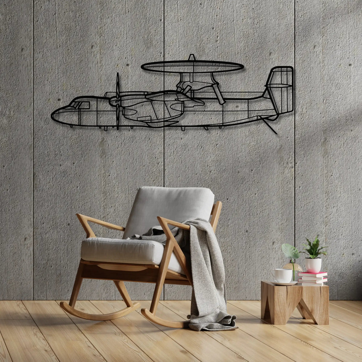E-2C Hawkeye - Metalowa dekoracja ścienna - aranżacja w stylu loftowym