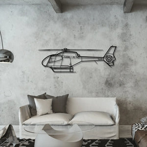 Eurocopter EC120 Colibri - Metalowa dekoracja ścienna - aranżacja w stylu loftowym