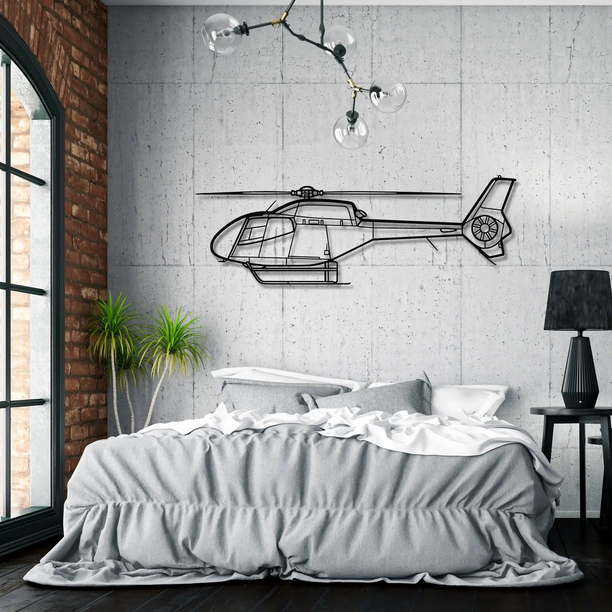 Eurocopter EC120 Colibri - Metalowa dekoracja ścienna - metalowa ozdoba we wnętrzu industrialnym