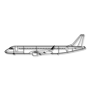 Embraer 190 – Metalowa sylwetka na ścianę - precyzyjne detale metalowego modelu