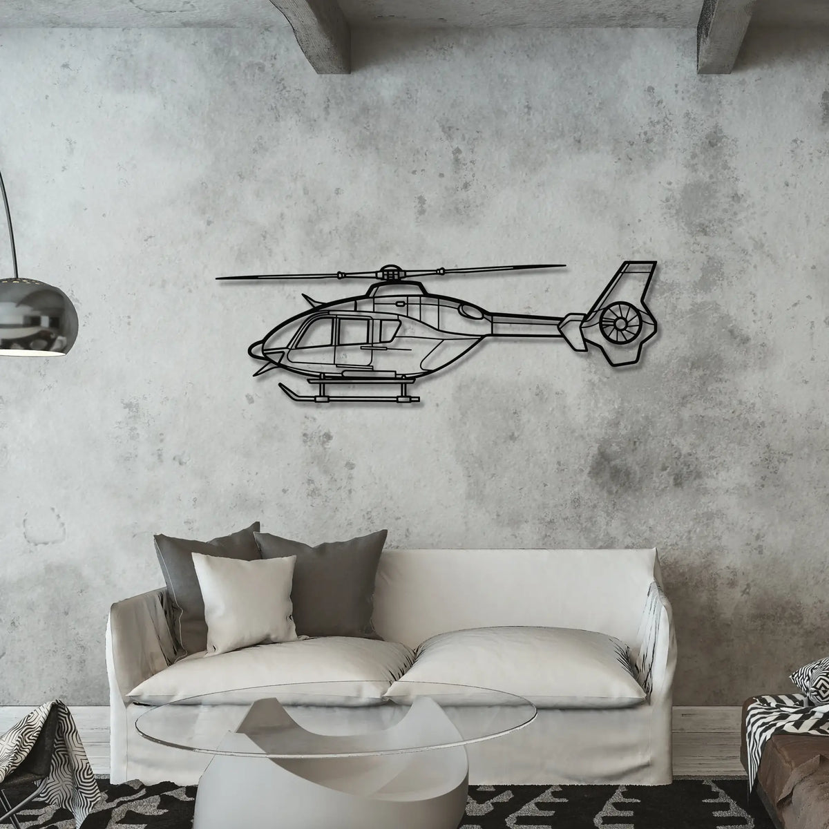 Eurocopter EC 135 T2 - Metalowa dekoracja ścienna - aranżacja w stylu loftowym
