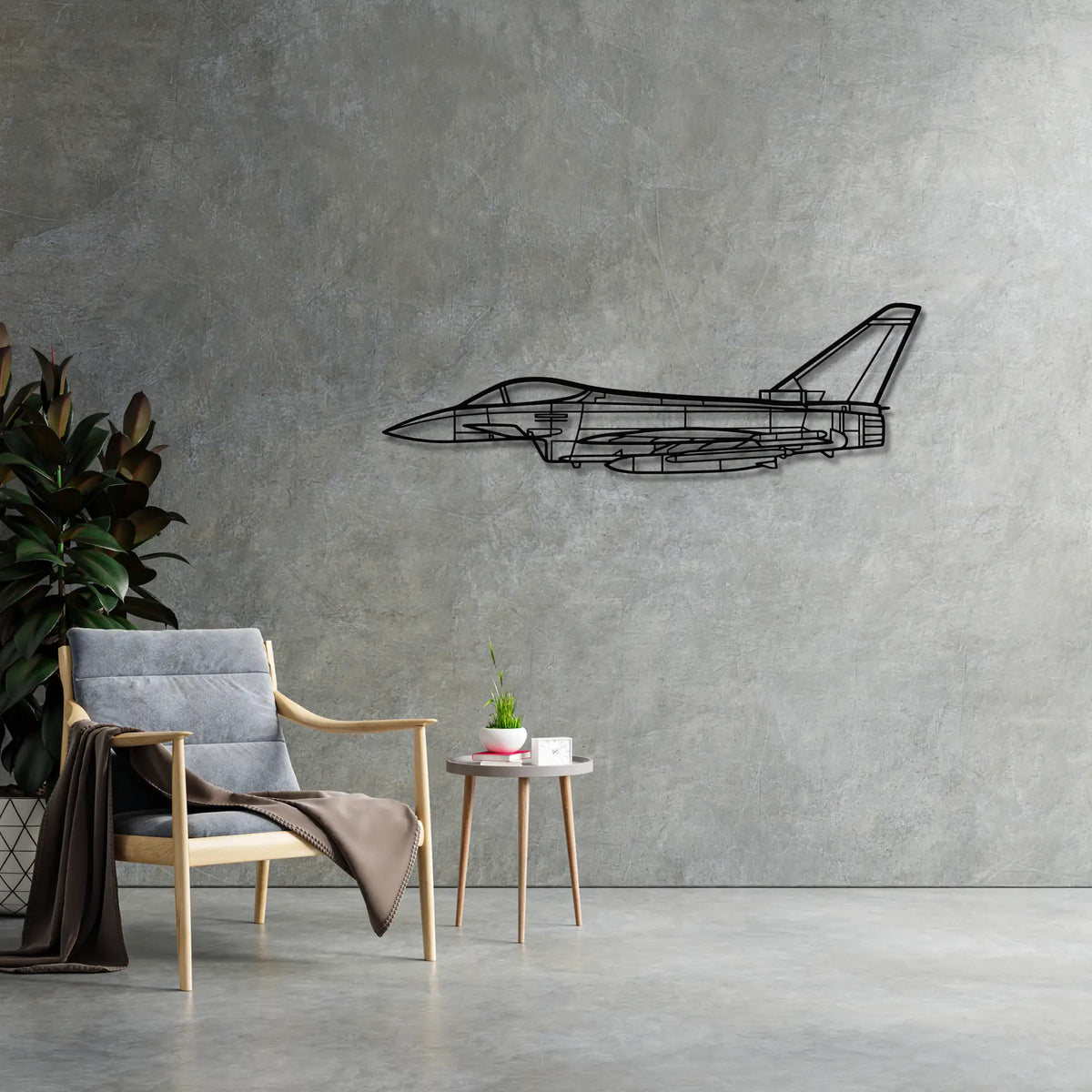 Eurofighter Typhoon - Metalowa dekoracja ścienna - metalowa ozdoba we wnętrzu industrialnym