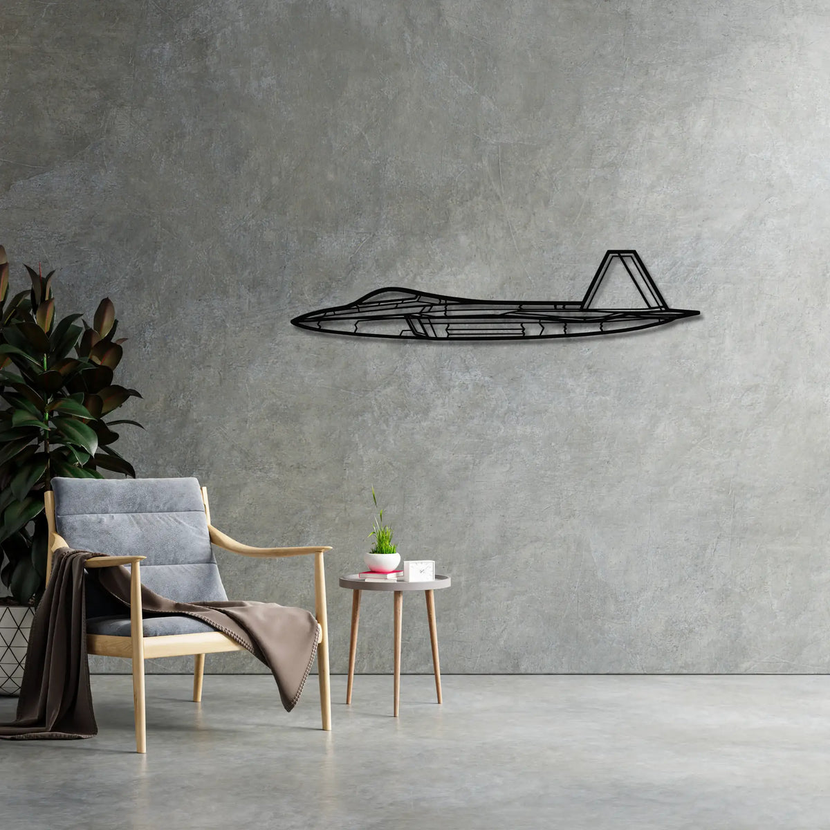 Lockheed Martin F-22 Raptor - Metalowa dekoracja ścienna - metalowa ozdoba we wnętrzu industrialnym