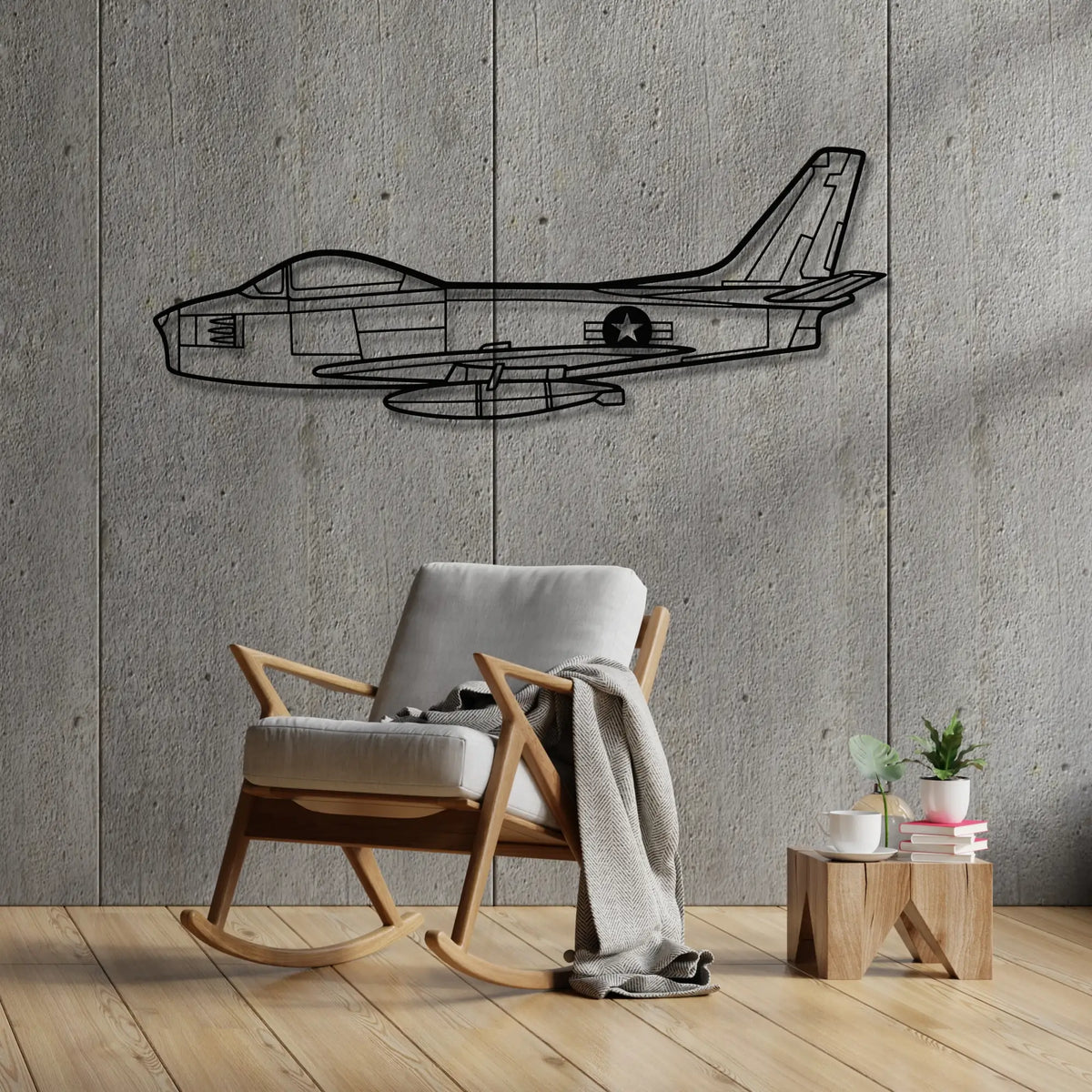 North American F-86 Sabre - Metalowa dekoracja ścienna - aranżacja w stylu loftowym