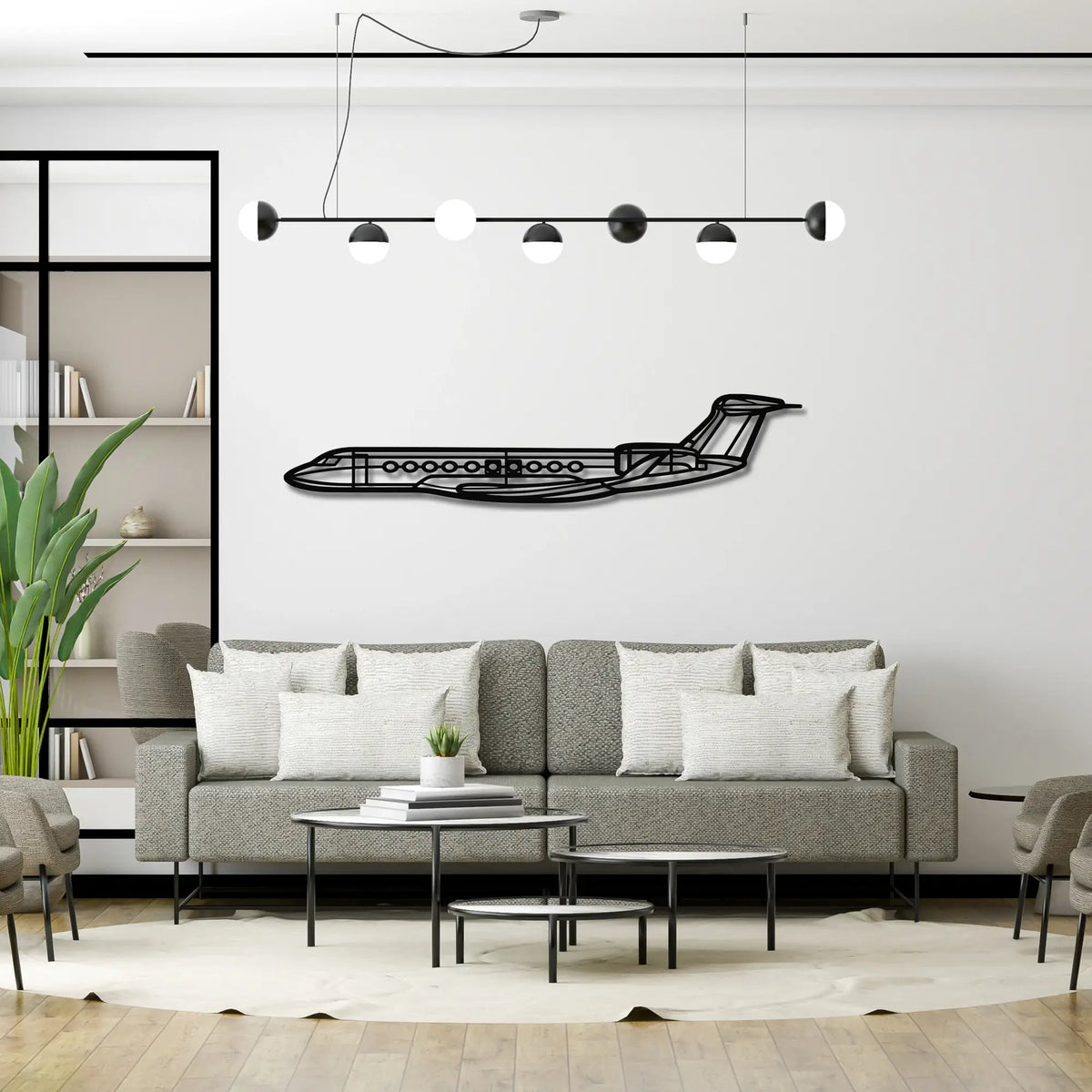 Gulfstream G700 - Metalowa dekoracja ścienna - aranżacja w stylu loftowym