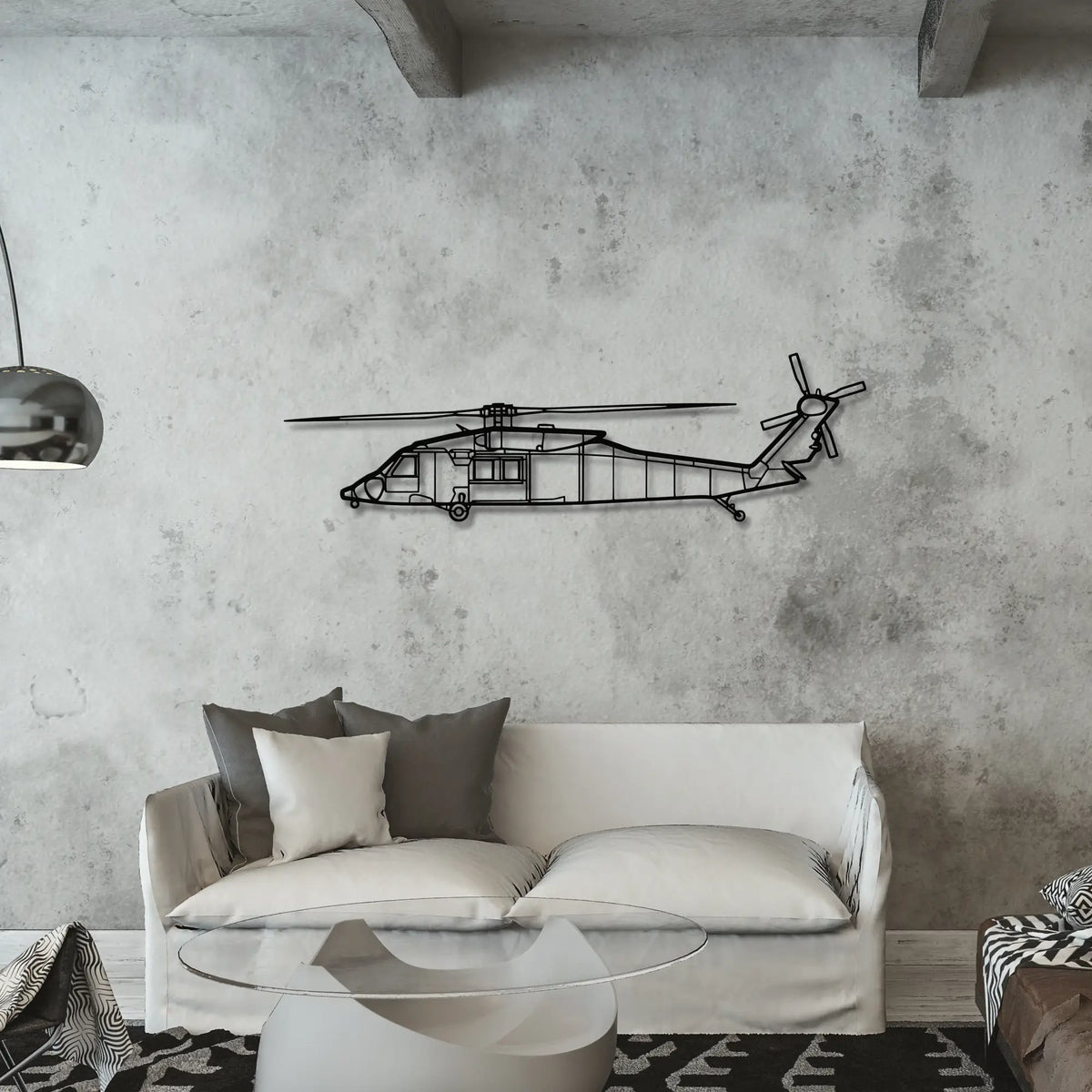 Sikorsky HH-60M - Metalowa dekoracja ścienna - aranżacja w stylu loftowym