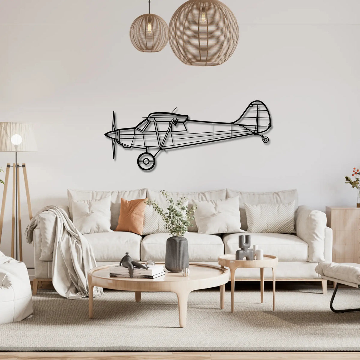 De Havilland DHC-2 Beaver Metalowa dekoracja ścienna - prezentacja w nowoczesnej sypialni