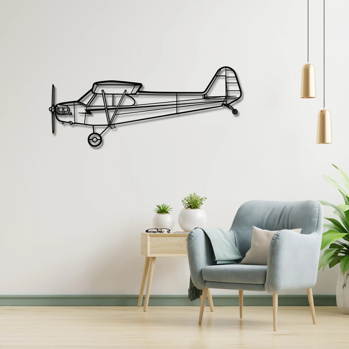 Piper J-3 Cub - Metalowa dekoracja ścienna - metalowa ozdoba we wnętrzu industrialnym