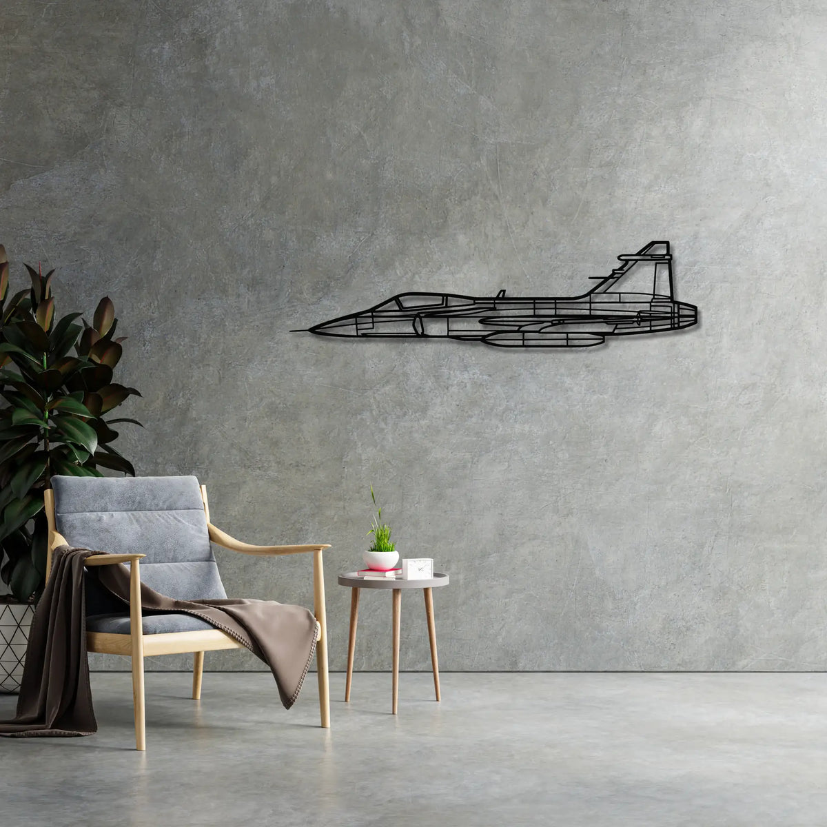 Saab JAS 39 Gripen - Metalowa dekoracja ścienna - metalowa ozdoba we wnętrzu industrialnym