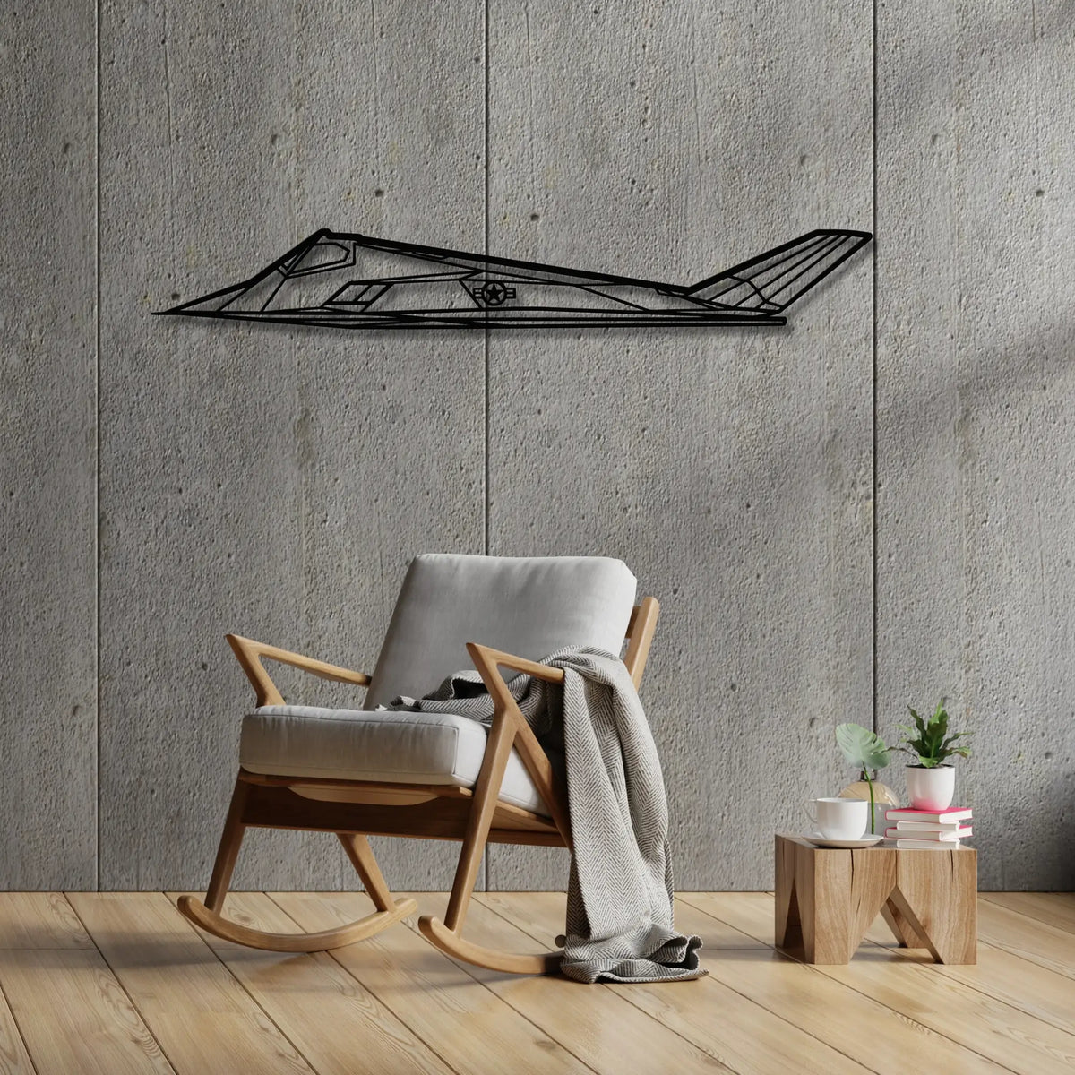 Lockheed F-117 Nighthawk - Metalowa dekoracja ścienna - aranżacja w stylu loftowym
