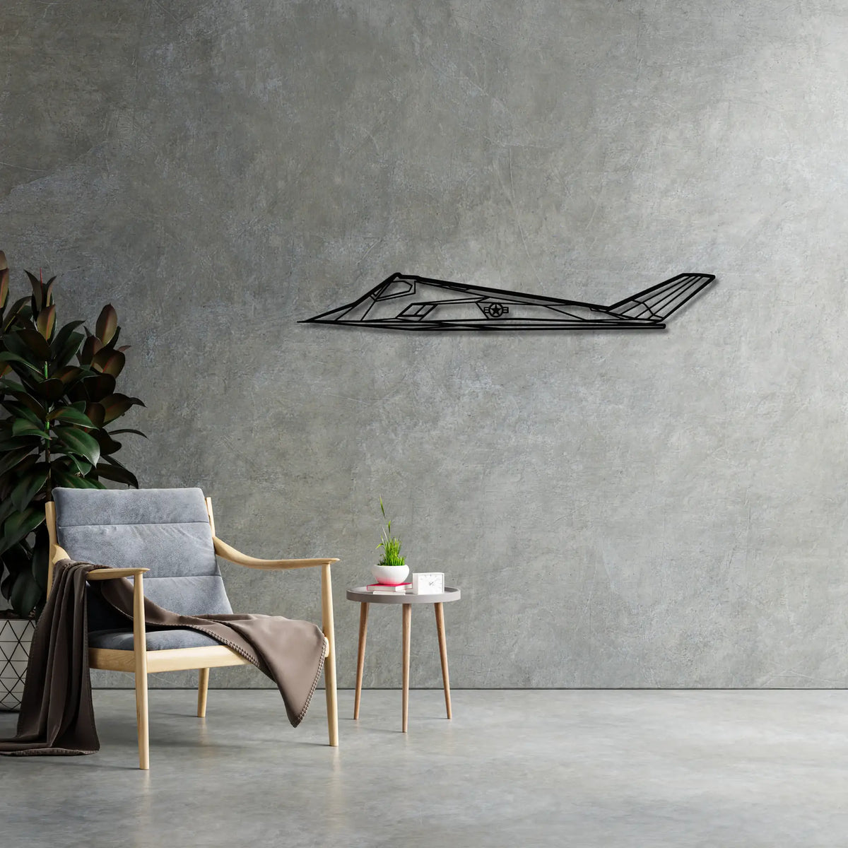 Lockheed F-117 Nighthawk - Metalowa dekoracja ścienna - metalowa ozdoba we wnętrzu industrialnym