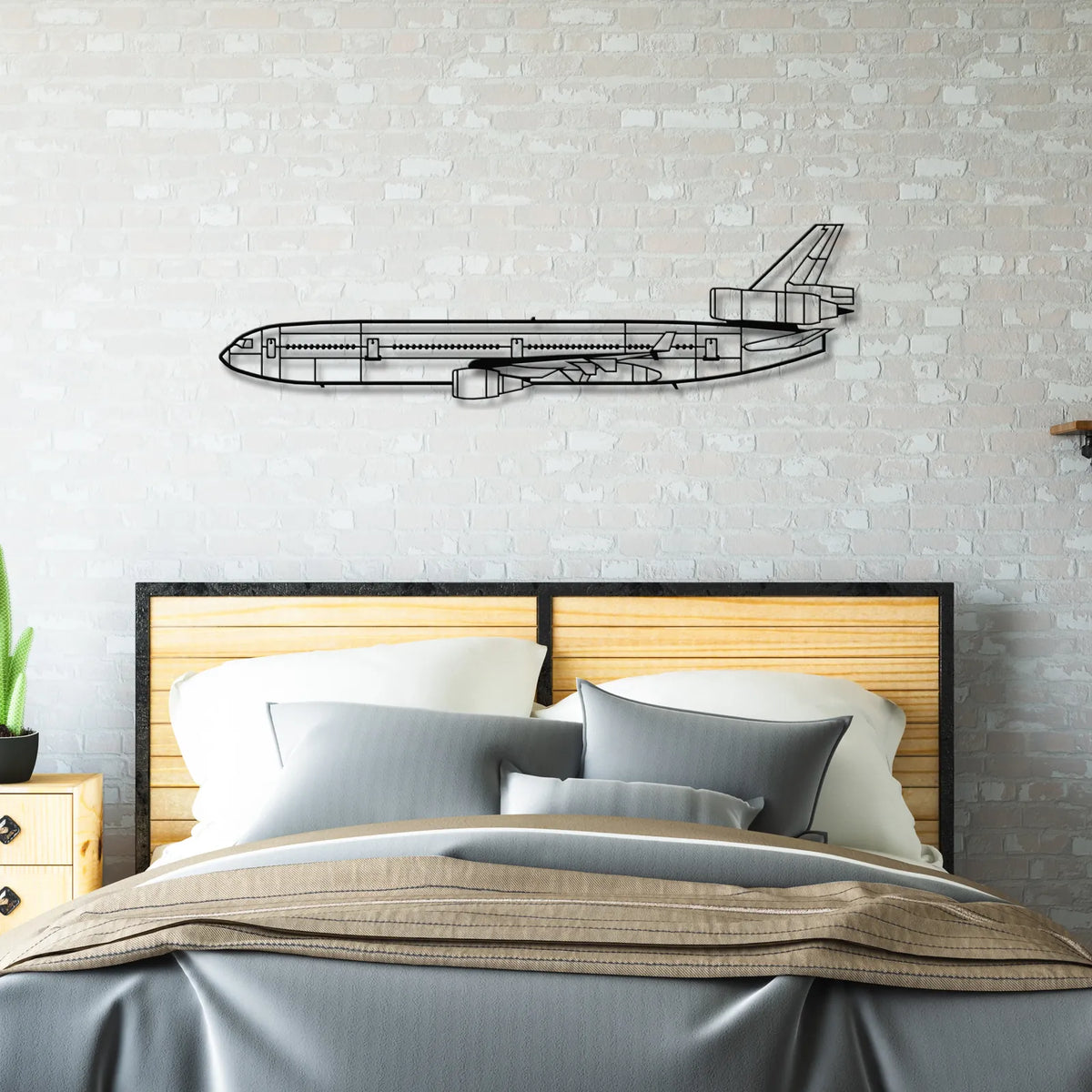 Aranżacja loftowa z wykorzystaniem - McDonnell Douglas MD-11 – Metalowa sylwetka na ścianę