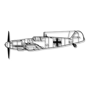 Messerschmitt Bf 109 – Metalowa sylwetka na ścianę - precyzyjne detale metalowego modelu