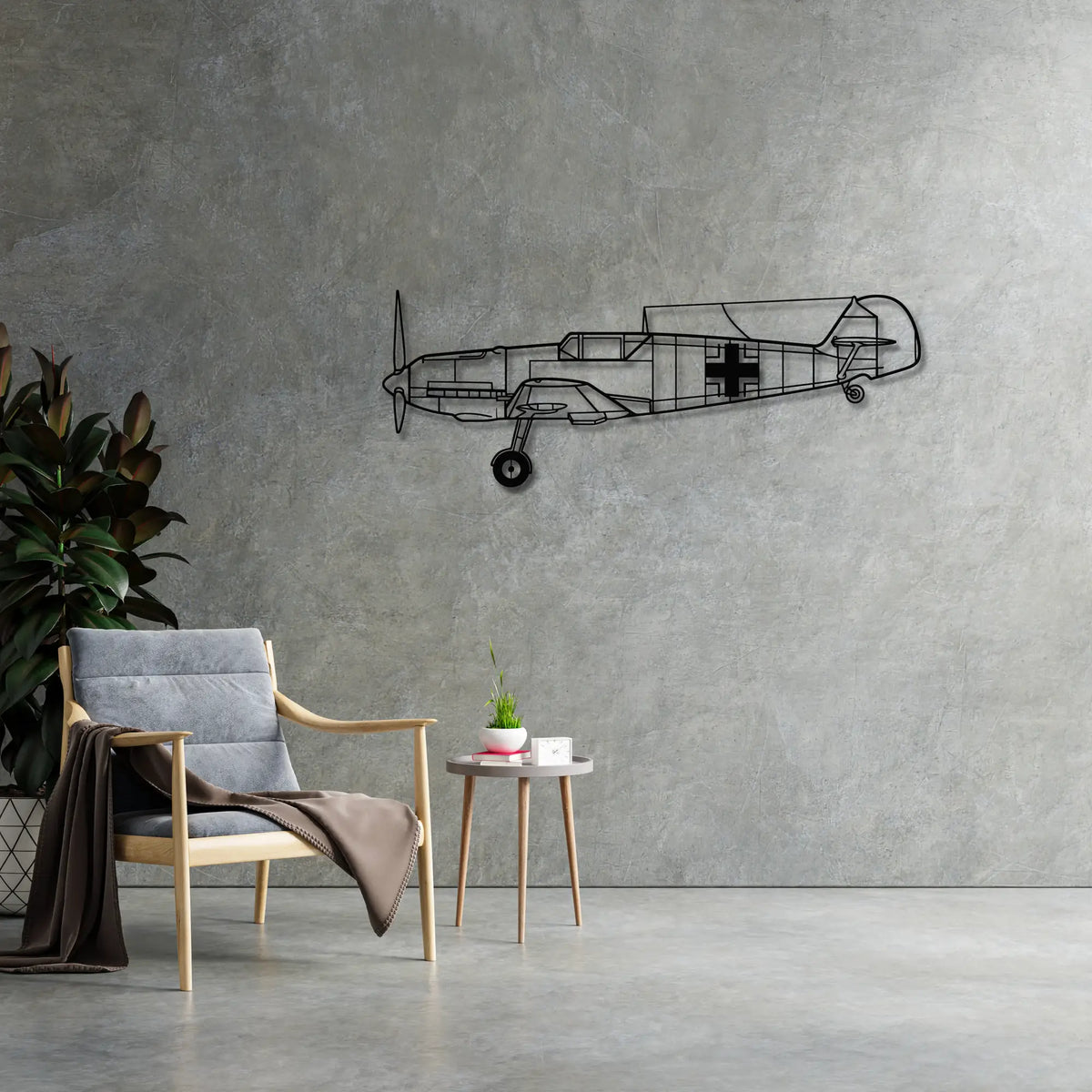 Messerschmitt Bf 109 - Metalowa dekoracja ścienna - metalowa ozdoba we wnętrzu industrialnym
