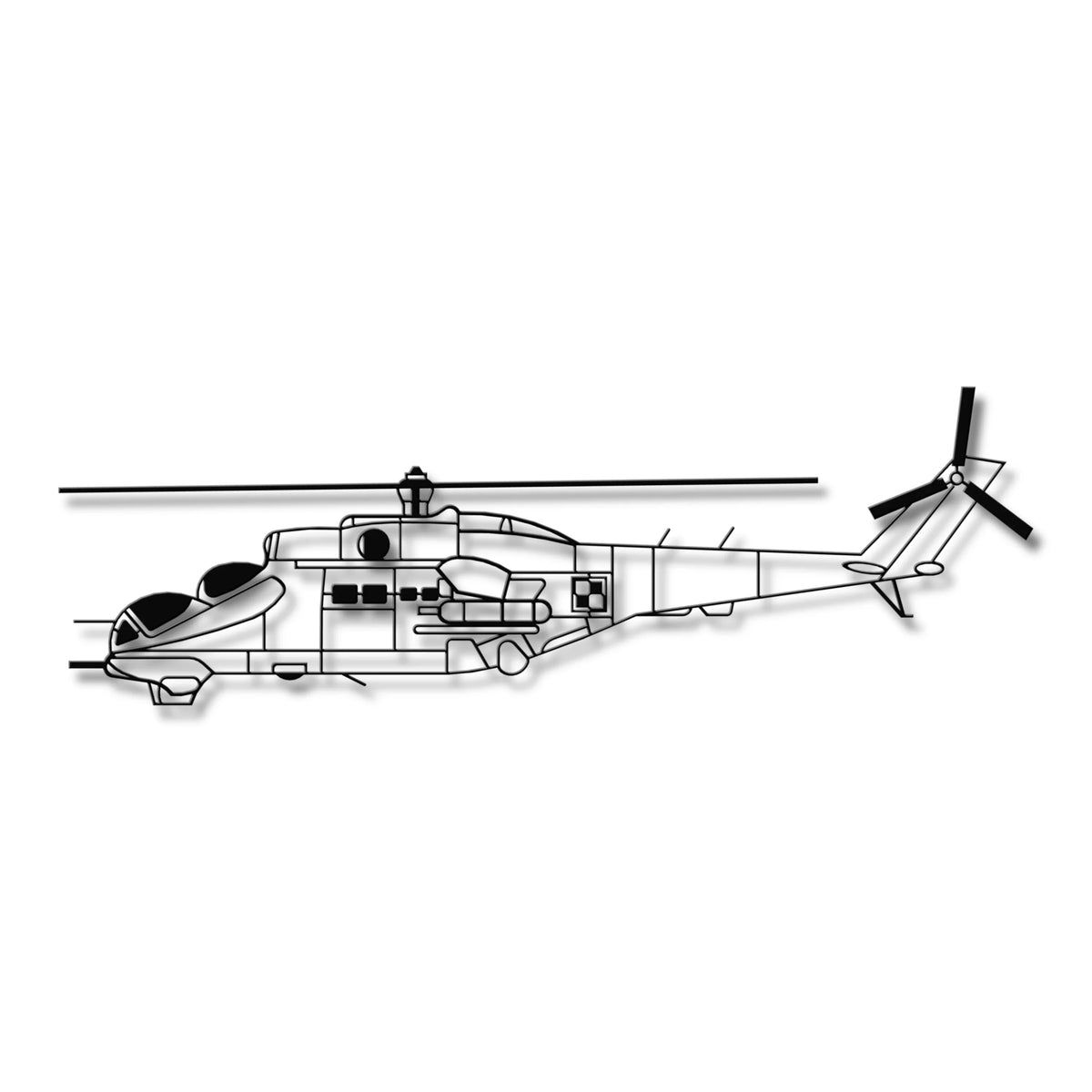 Mi-24W (Hind) - (Polska Szachownica) – Metalowa sylwetka na ścianę - precyzyjne detale metalowego modelu