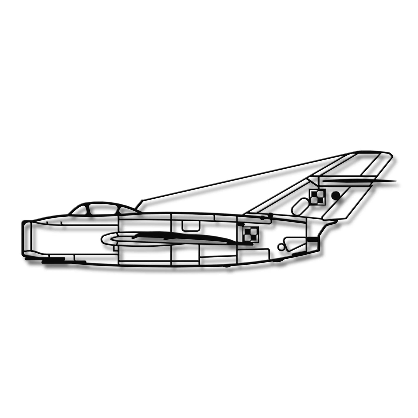MiG-15 (Lim-1/2) - (Polska Szachownica) – Metalowa sylwetka na ścianę - precyzyjne detale metalowego modelu